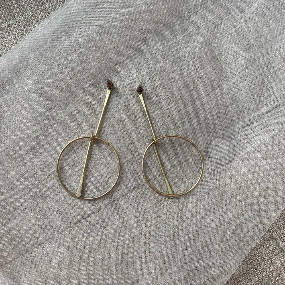 Brass Geometric Statement Earrings - image 3